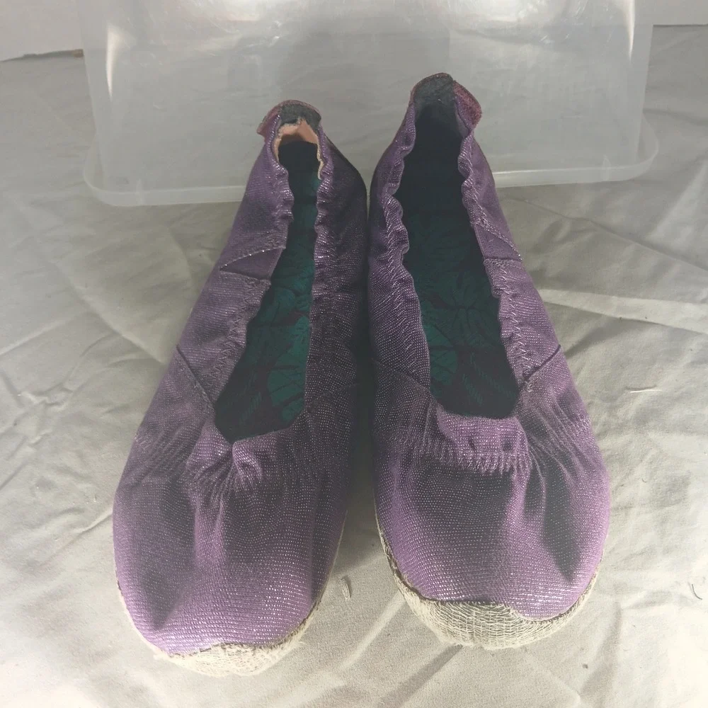 Koa Canvas Purple Metallic Ballet Flats Womens Size 8 Slip‎ On Shoes UW00723